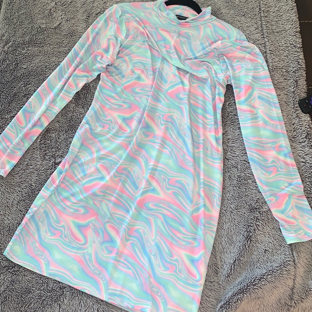 Pretty little thing chrome effect dress